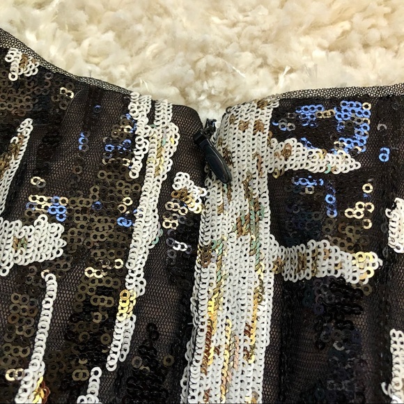 BCBGMaxAzria | Black and White Larisa Sequin Knee Length Dress Size 2 - Picture 8 of 10